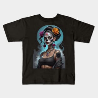 Catrina Dia De Los Muertos Chola Kids T-Shirt